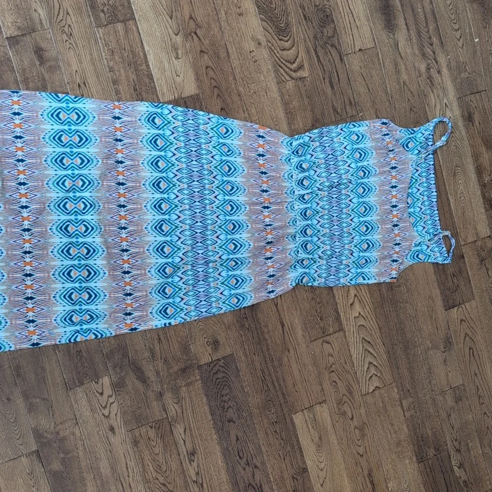 EUC CAbi Women Maxi Dress S Multi Sundress Sleeveless Long Knit Modal Blend Ikat - Picture 6 of 6